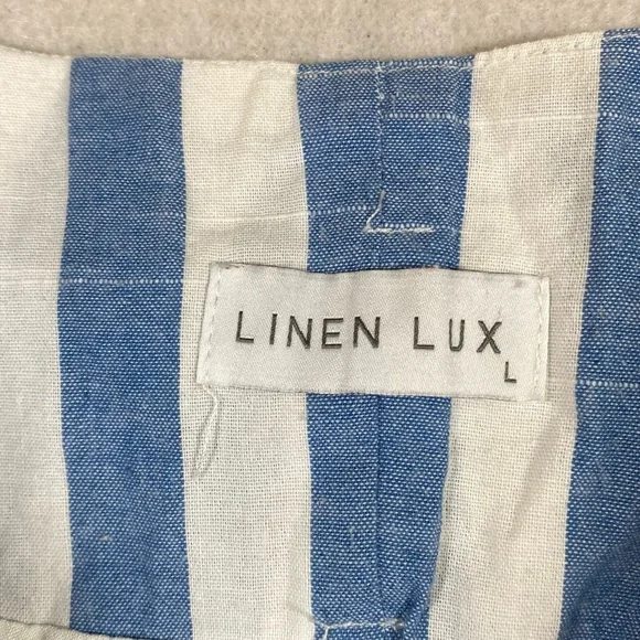 Linen Lux Linen Belted Shorts Walking Shorts white & Blue Striped 32” Po… - Picture 2 of 7